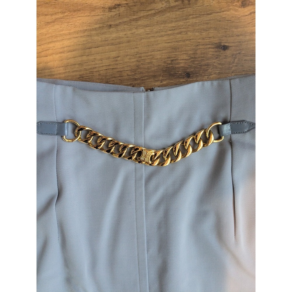 Celine Women's 100% Laine Wool Mid-length Blue Skirt Size Small (MINT) - Picture 3 of 9